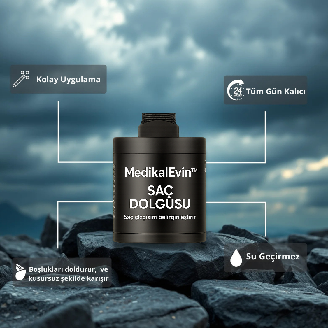 MedikalEvin Root'd™ Saç Kök Güçlendirici Kapatıcı Pudra (48 Saat Kalıcı Etki)